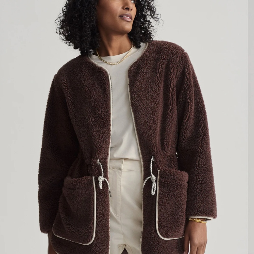 🧸Varley Angelina Sherpa Coat French Roast Size S NWT Sold Out Size - Picture 6 of 13